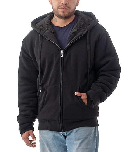 Jvini Men's Ultra Soft Sherpa Lined Hoodie - Full Zip