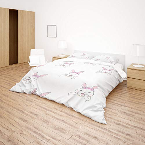 Housse de couette lapin en polyester ultra doux et durable pour lit King size