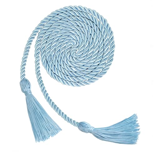 Light Blue Graduation Honor Cords 67 Inch 3-Strand Thick Braided Rope for Class of 2025 & 2026 Graduates - Professional Graduation Gown Accessories for High School & College