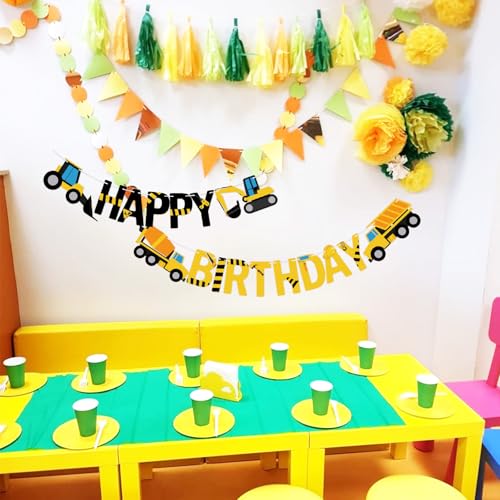 Image of Construction Happy Birthday Banner Construction Birthday Party Decorations for Kids Boys 1st 2nd 3rd Baby Showers Truck Tractor Sign Party Supplies