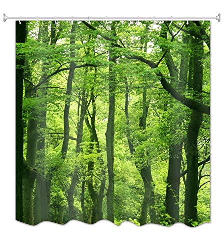 A.Monamour Nature Scenery Green Trees Forest Picture Print Textile Shower Curtain for Bathroom Accessory Waterproof Tablecloth 180x200 cm / 72" x78"