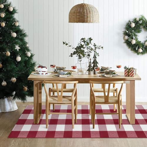 IOHOUZE-Christmas-Buffalo-Plaid-Runner-Rug-2×6-Ft-Outdoor-Indoor-Runner-Rug-Red-White-Check-Washable-Hallway-Runner-Woven-Cotton-Checkered-Kitchen-Rug-Christmas-Decor-for-Entryway-Hallway-Kitchen IOHOUZE Christmas Buffalo Plaid Runner Rug 2×6 Ft Outdoor Indoor Runner Rug Red White Check Washable Hallway Runner Woven Cotton Checkered Kitchen Rug Christmas Decor for Entryway Hallway Kitchen