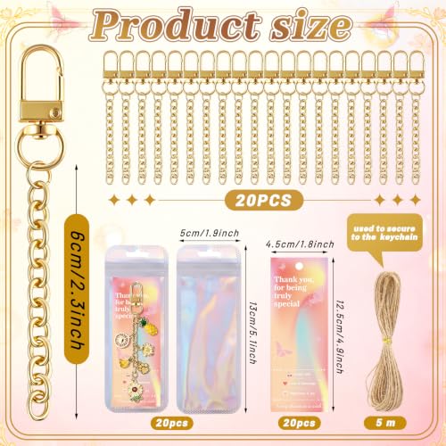 Image of Wurosi 20 Pcs Metal Keychain Making Kit, Bag Charm Chains,Gold