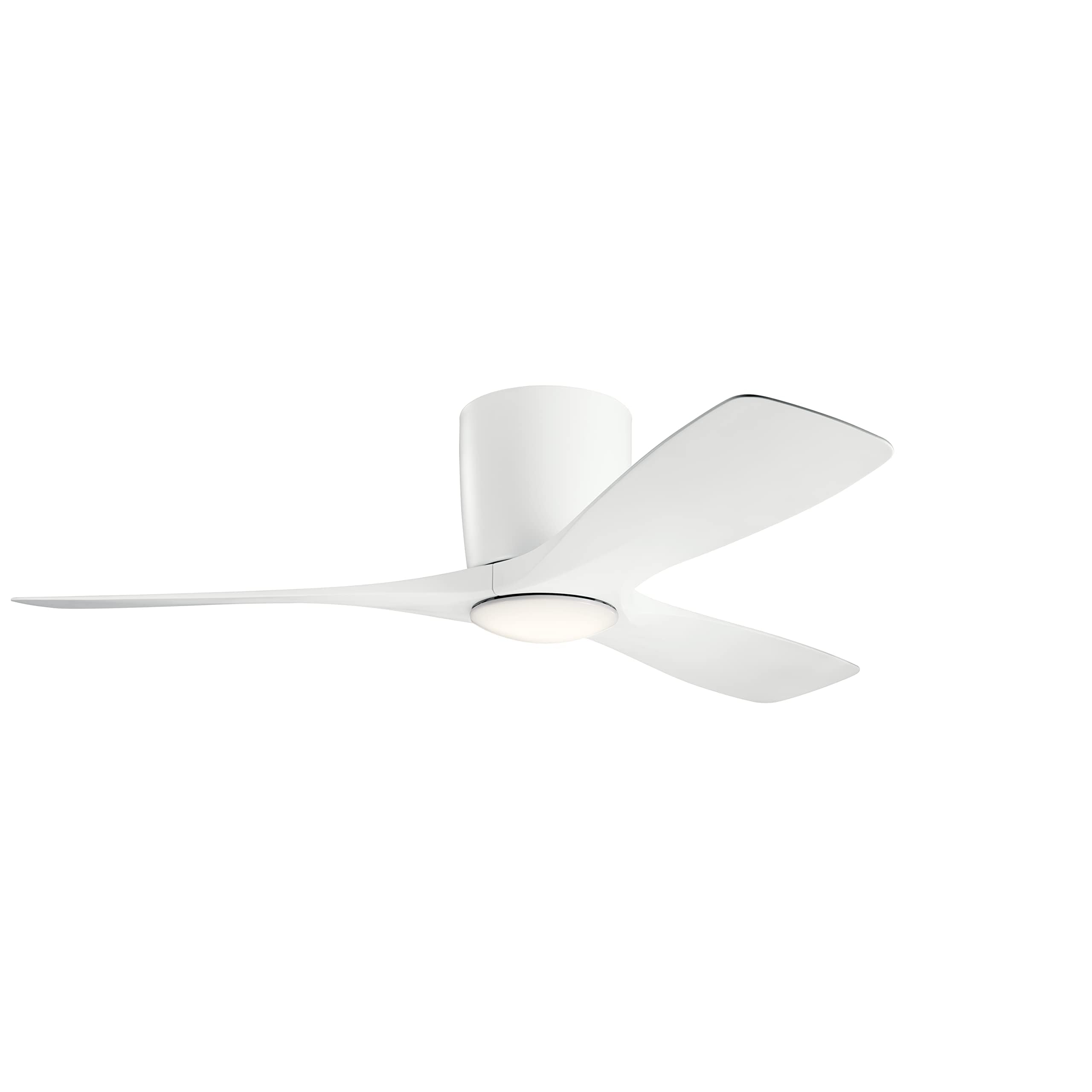Kichler Volos 48” Ceiling Fan with LED Light and Wall Control in Matte White, Contemporary Indoor Fan, 300032MWH