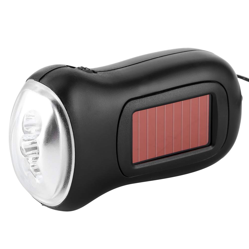 Hand Crank Solar Powered Flashlight, Survival Flashlight, Rechargeable Emergency LED Flashlight, Quick Snap Carabiner Dynamo Flashlight Torch for Outdoor Hiking Camping