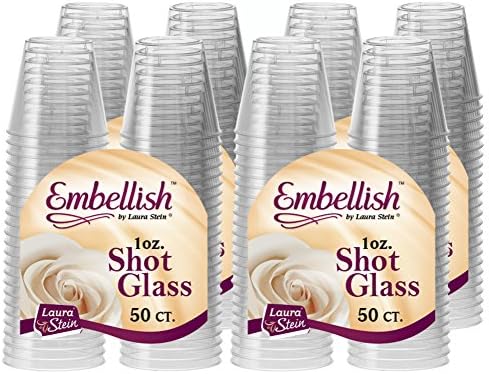 Embellish Crystal Clear Hard Plastic 1oz Clear Shot Glass Pack Of 50