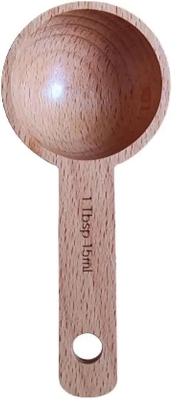 Coffee Scoop 12pcs Tablespoon Measuring Spoon Walnut Wooden 7.5/10/15/30/45ml Beech Hangable Kitchen Tools Coffee Bean for Exact Measuring(30-Beech Wooden)