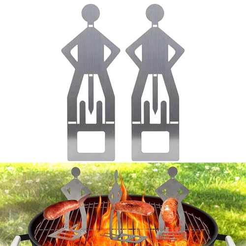 Zuuyye Porte-saucisses grillées 2 pièces, Porte-Hot-Dogs et brochettes à Kebab en Acier Inoxydable - Accessoires Barbecue et Gadgets pour Grill, Cadeaux...