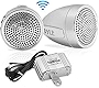 Pyle 300 Watt Weatherproof Motorcycle Speaker and Amplifier System w/ Two 2.25 Inch Waterproof Speakers, AUX IN- Handlebar Mount ATV Mini Stereo Audio Receiver Kit Set - Also for Marine Boat - PLMCA60