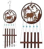 CoTa Global Moose Wind Chime - Handmade Glass and Metal Chime - Moose Wild Life Hanging Decor - Colorful Home Decor Gift, Indoor and Outdoor Hanging Decoration For Porch, Patio, and Garden - 27 Inches