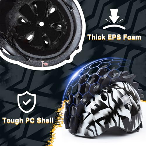 Image of Toddler Bike Helmet with LED Lights, Kids Helmet for Boys 2-6 Years, Adjustable Kids Bike Helmets Toddler Helmets for Bicycle Skateboard Scooter