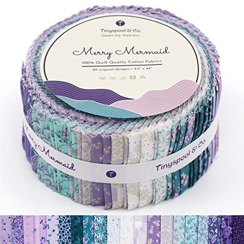 tinyspool amp co jelly roll fabric strips for quilting crafting and sewing 40 strip assorted bundle soft cotton for blanket rug upholstery home decor and purse making merry mermaid