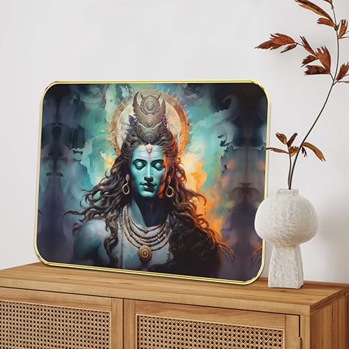 Image of SAF Lord Shiva Wall Art | Meditating Mahadev Painting on MDF Board | Spiritual Hindu God Wall Decor for Home, Living Room, Puja Room & Meditation Space (18 x 24 Inch) ETNF01-1020