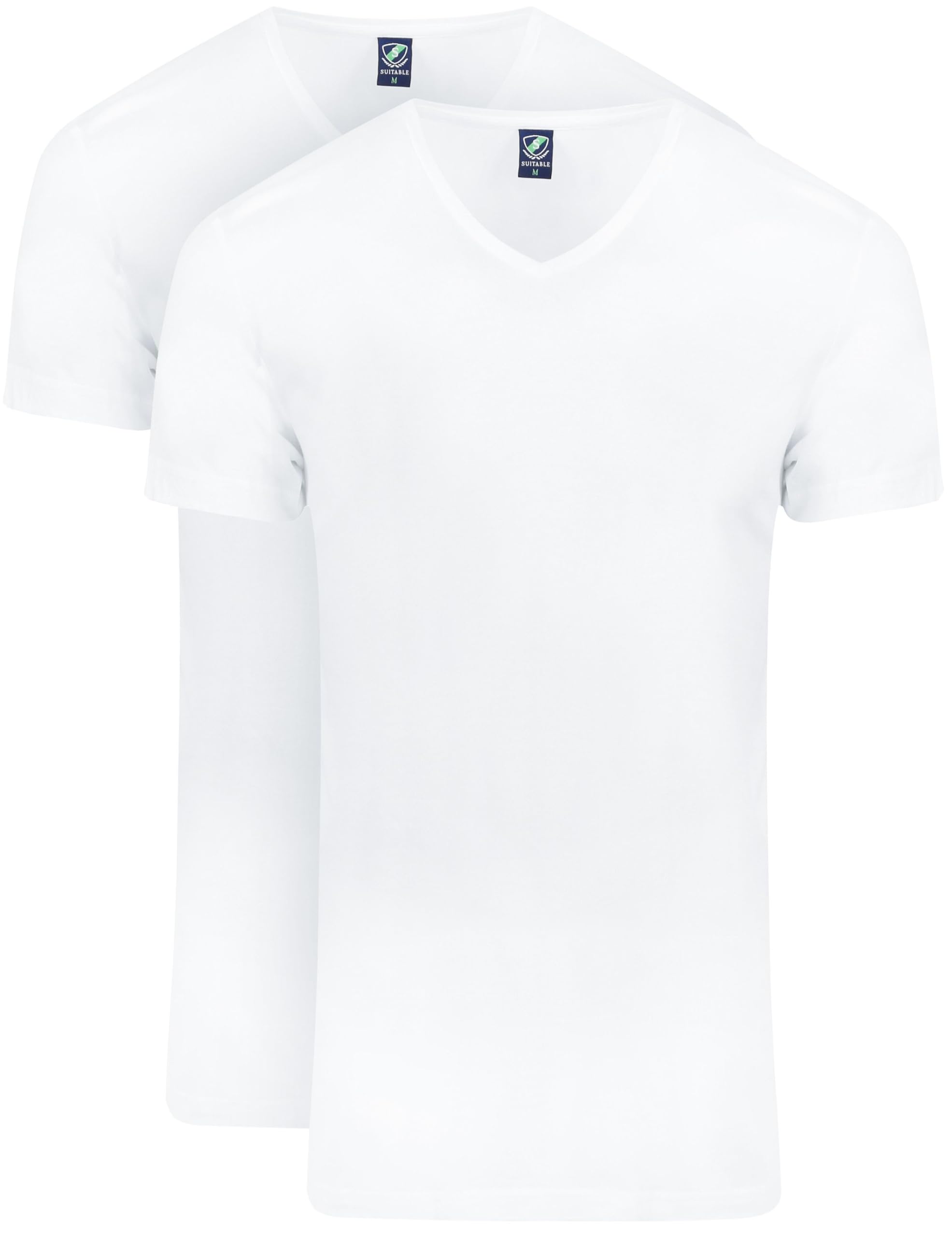 Suitable Vibambo T-Shirt Col en V Blanc 2-Pack - Hommes - Vêtements - Taille - 3120 V-Bamb Vibambo