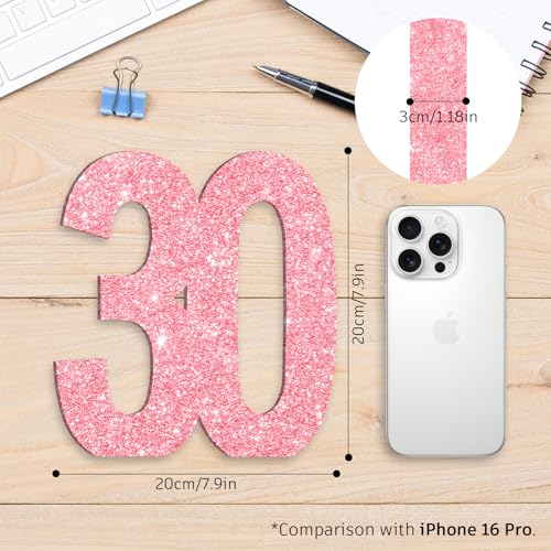 Image of 7.8 IN Glitter Birthday Number Table Decoration Freestanding Party Centrepiece Sparkly Pink Number Ornament for Celebrations Reusable - 30