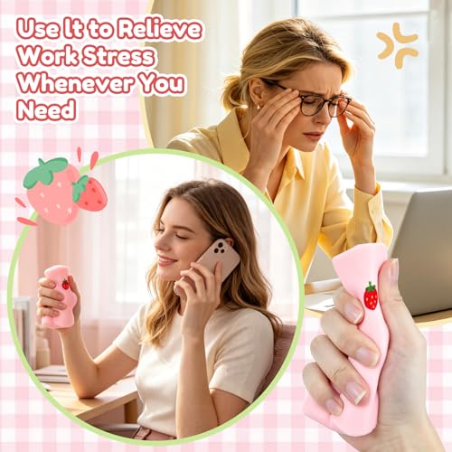 Image of Butter Squishy,Strawberry Slow Rebound Squeeze Toy, Sensory Stress-Relief fingertip Toy for Anxiety, Strawberry Stick Squeeze Toy, Soft Pink Squeeze Clay, Suitable as a Classroom Reward Toy
