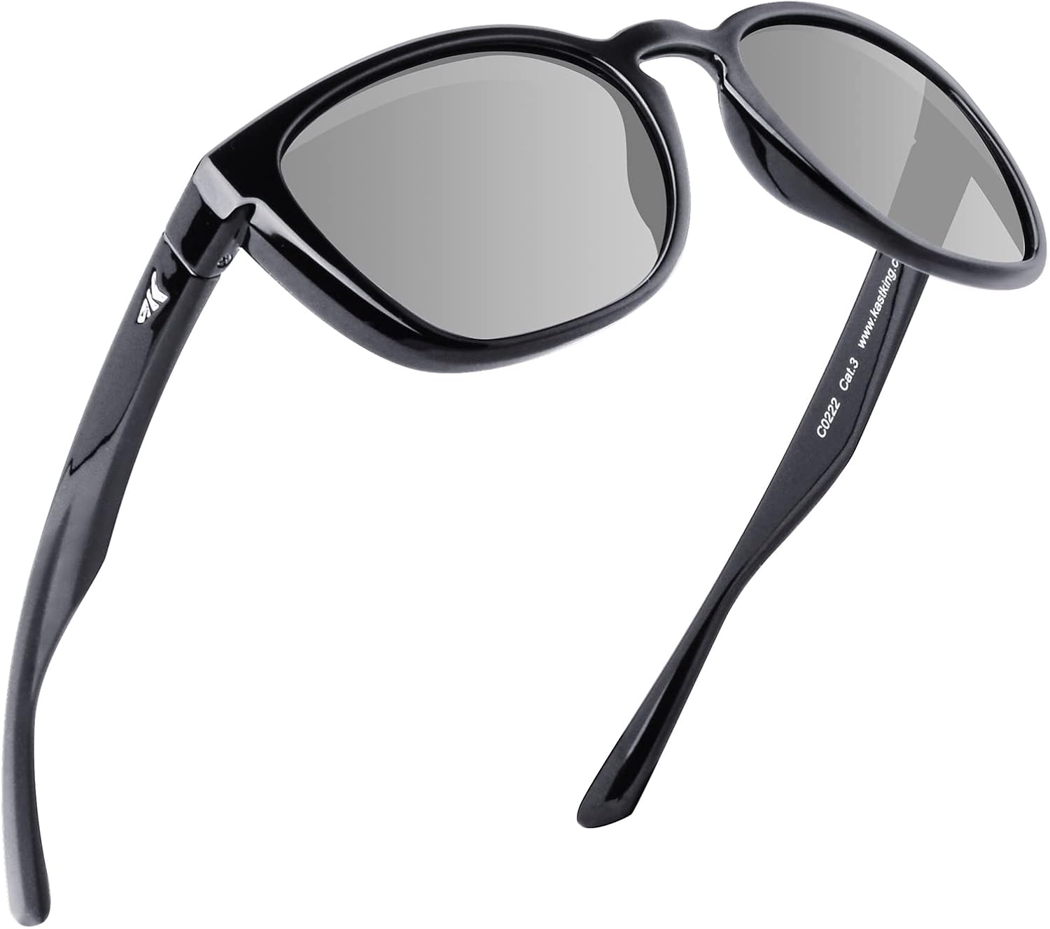 KastKing Tazlina Polarized Sport Sunglasses for Men and Women, Ideal for Driving Fishing Cycling and Running,UV Protection Frame: Gloss Black /Lens: Smoke