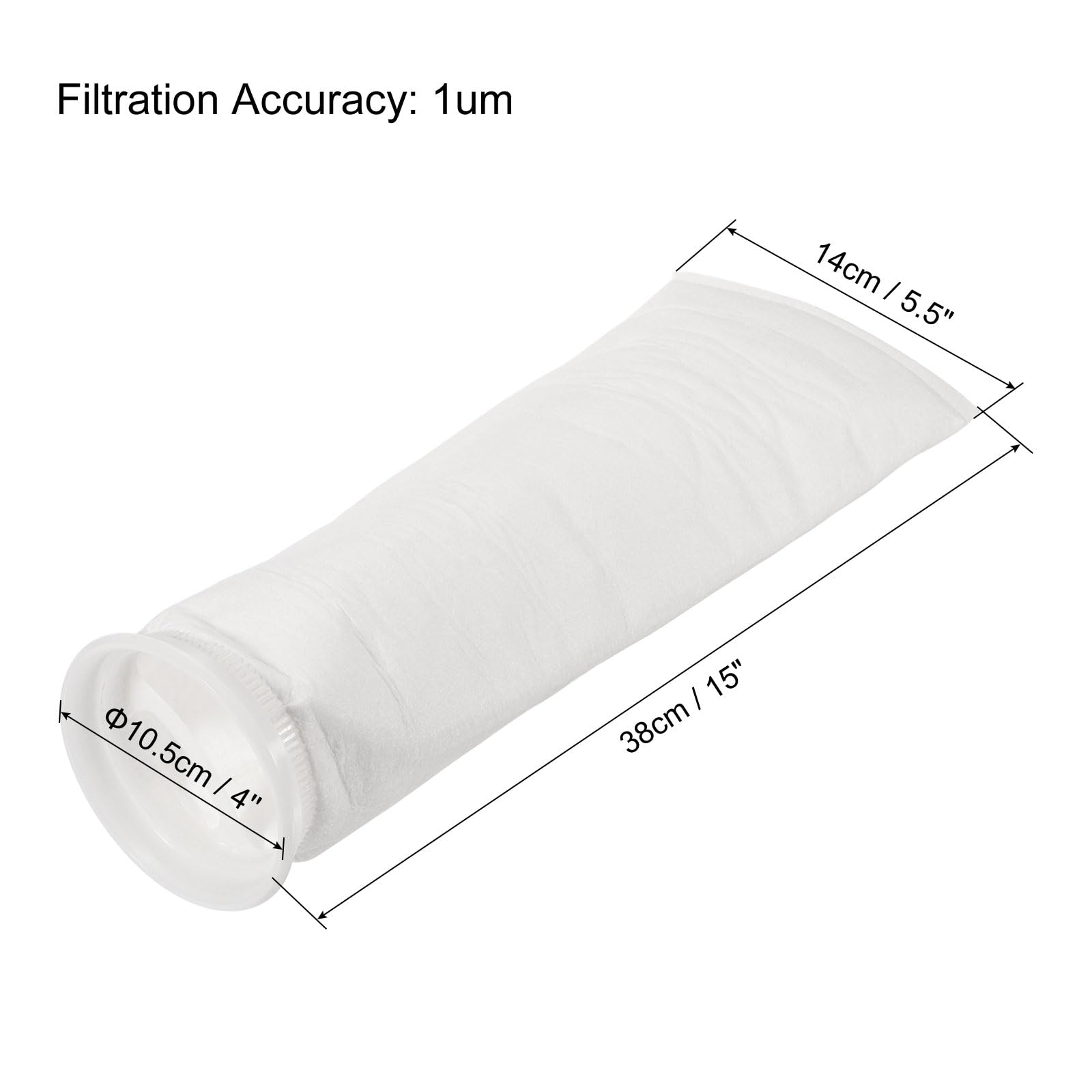 PATIKIL 4 Pulgadas Anillo Filtro Calcetines 1 Micras, Malla Bolsas Piscina Espumadera Cesta, Blanco
