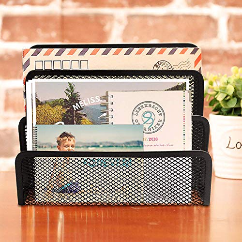 Black 3 Slot Mesh Sorter Organizer, Great For Mail, Bills & Documents. Organized Paper Holder. By Stationary Station #TOP1