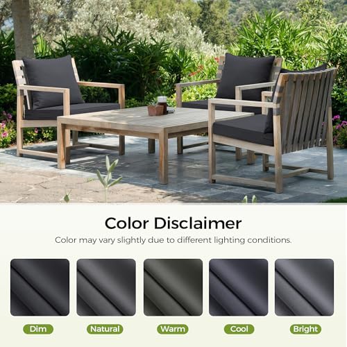 Image of UNIKOME 24 inchx24 inchx4 inch Outdoor Chair Cushions Set - Waterproof Patio Cushions for Outdoor Furniture with Removable Cover, Ties & Handle, Deep Seat Patio Cushions for Sofa Couch - Dark Grey
