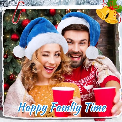 Image of Vicenpal 20 Pcs Santa Hats Bulk for Adults, Light Blue, Classic