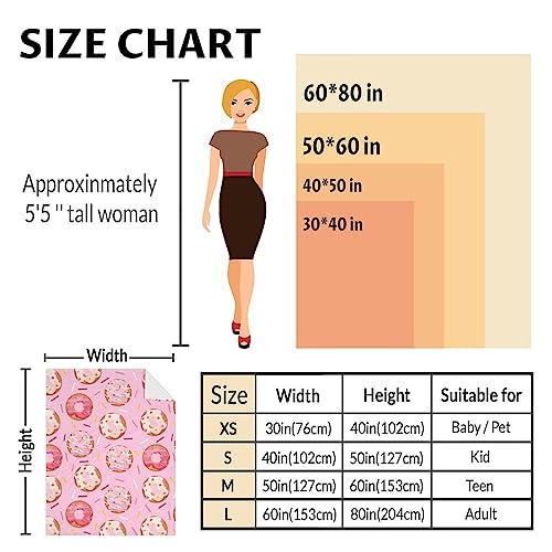 Girls Blanket - 60"x80" Cute Donut Throw Blanket Gifts for Kids & Adults - Pink Soft Fuzzy Doughnut Blanket for Bed, Couch & Living Room