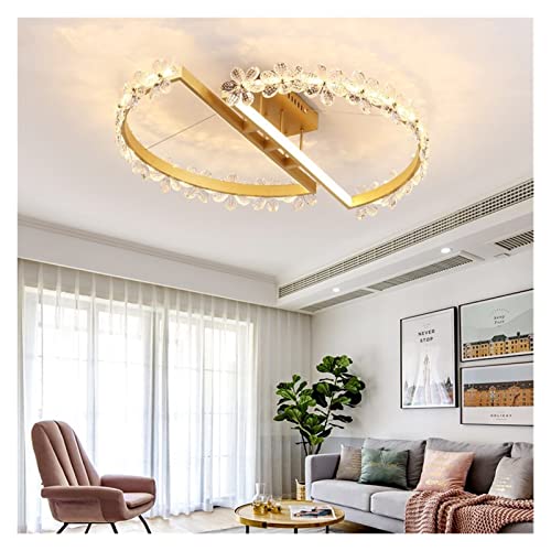 Plafonnier cristal LED moderne lustre salon design or