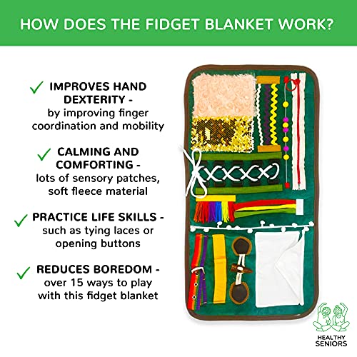 Healthy Seniors Fidget Blanket For Dementia | Calming Dementia Activities For Seniors | Dementia Products For Elderly | Sensory Blanket That Helps Alzheimer’s, Dementia, Asperger’s, Anxiety #TOP1