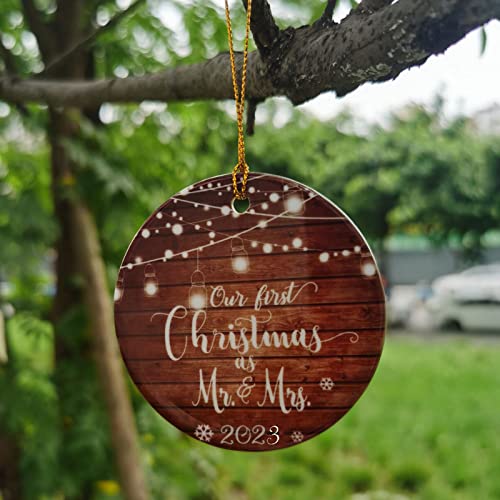 Zunon Our First Christmas As Mr & Mrs Ornaments 2023 Christmas Married Wedding Decoration 3" Ornament Wedding Gifts Bridal Shower Gfits(Brown Mr And Mrs) #TOP5
