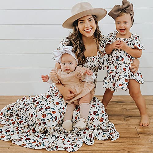 Mommy and Me Dress Summer Casual Boho Floral A-Line Ruffled Flowy Beach Hawaiian Vacation Maxi Dress2