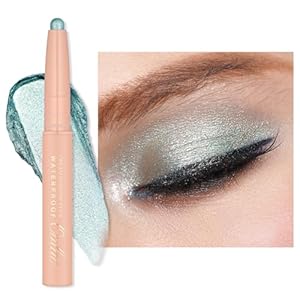 Oulac Waterproof Eye Shadow Stick Smooth and Long Lasting, Shimmering Glitter Finish, Blendable Eyes Makeup, Vegan & Cruelty-Free 3.8g, 19 Seafoam