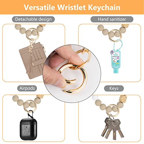 Image of KNGITRYI Wristlet Wallet for Women,RFID Keychain Wallet with Beaded Strap