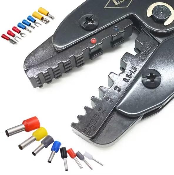 Pinza multipla per crimpare connettori e terminali isolati per cavi, 0,5-2,5 mm², AN-06WF2C