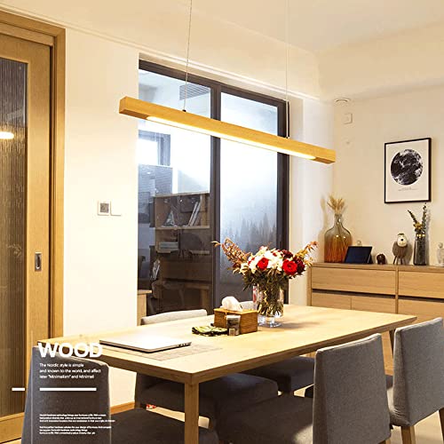 Lámpara lineal de comedor de madera de roble con luz LED de 6000K 8
