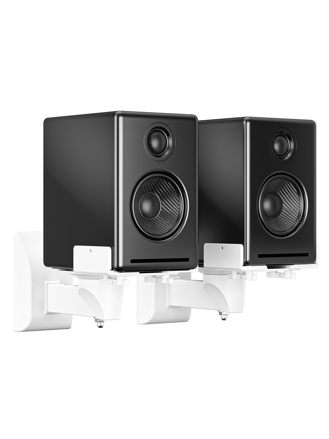suptek Small Dual Side Clamping Bookshelf Speaker Wall Mounting Bracket for Small Surrounding Sound Speakers, Hold up to 55lbs White SPM201SW
