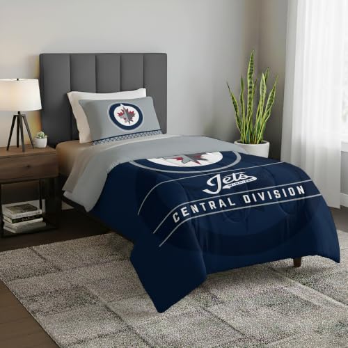 Northwest NHL Winnipeg Jets Draft Twin Comforter Set with Sham
