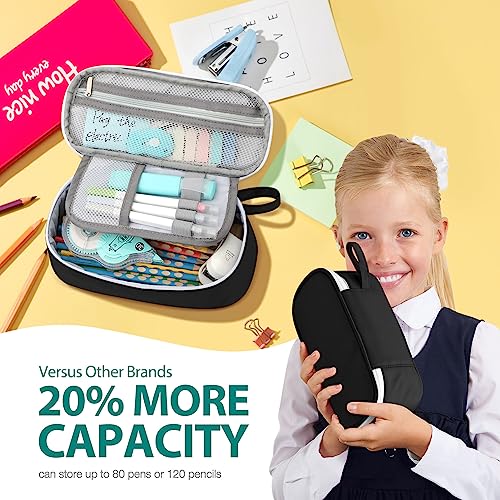 Image of Jcocylse Large Capacity Pencil Case Portable Pencil Pouch Bag School Supplies for College Students Girls Boys Adults (Black)