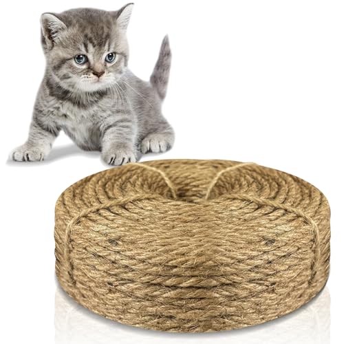 Cuerda de sisal para rascador de Gatos, Cuerda de sisal de 50 m, Cuerda de cáñamo Natural de 5 mm, Cuerda de sisal para reemplazo de árboles de rascador, Accesorios para Gatos, Embalaje, Decoración
