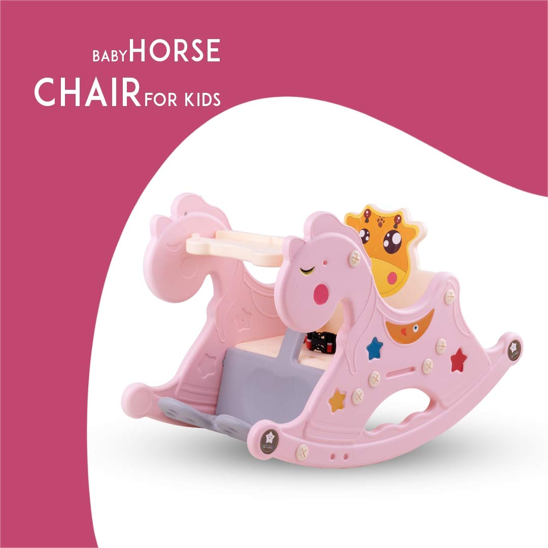 Baybee Baby Rocking Horse for Kids, Swing Chair for Kids, Plastic Swing Horse Ride-on Toy - Baby Rocking Chair for Indoors Outdoors for 1 to 3 Years Boy Girl (Pink)