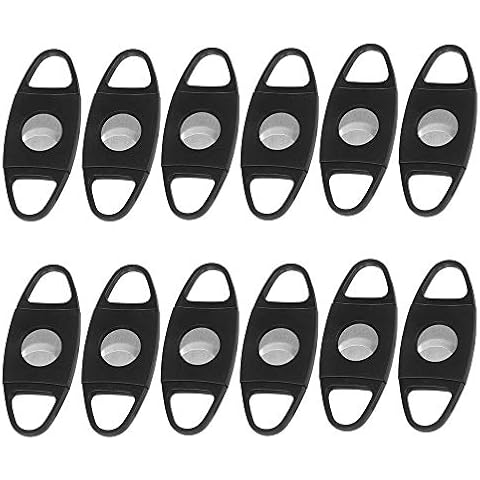 Cigar Cutter, CGBOOM Portable Double Stainless Steel Blade Cigar Clippers Tool, Sharp and Easy to Cut, 12 Pack Guillotine Plastic Cigar Punch, Black - Groomsmen Gifts, Party Giveaways, Party Favors Cover