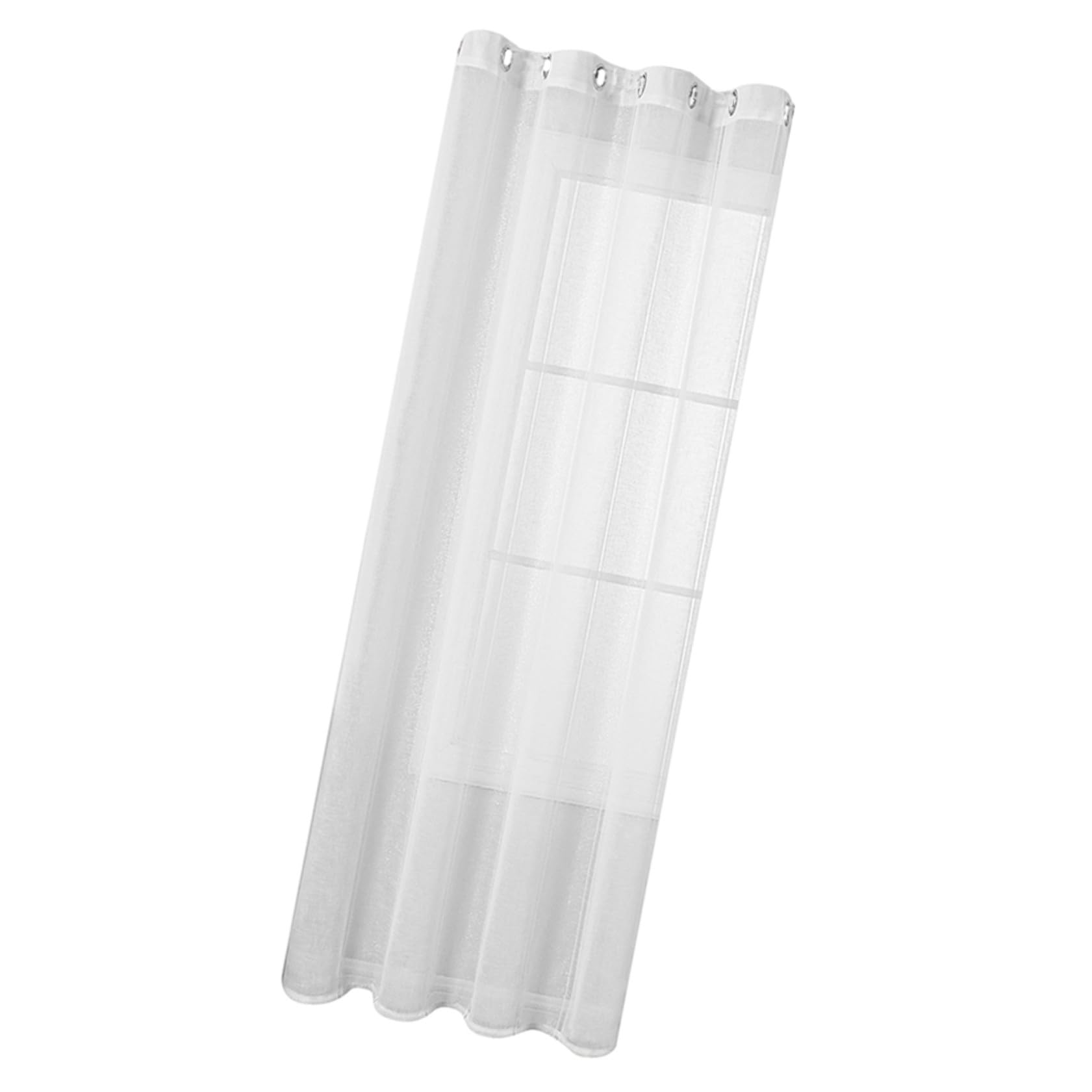 Rideau voilage blanc 100x130 cm à rayures argentées pour fenêtre
