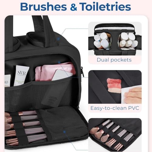 Image of Handcuffs Polyester Toiletry Kit Bag for Women - Hanging Makeup Organizer, Travel Cosmetic Pouch, Lightweight Grooming Case (Black)