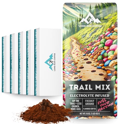 Image of Long Run Coffee - Hydrating Coffee with Electrolytes - All Natural Energy + Hydration + Recovery for Athletes - Stomach Friendly Electrolyte Coffee for Runners (5 lb, Trail Mix)