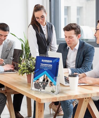 image for KTRIO Acrylic Brochure Holder 8.5 x 11 Clear Flyer Display Stand, Plas