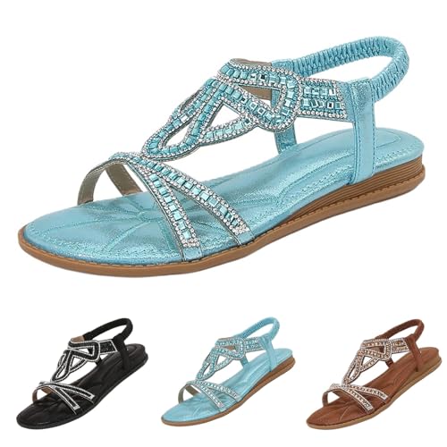 Sandales de plage plates à strass pour vos promenades et vacances d'été