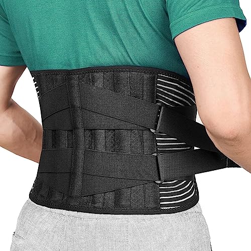 Lumbar Back Brace Waist Support Belt for Men &amp; Women - Breathable Posture Corrector for Herniated Disc, Sciatica, Scoliosis, Medium/Black