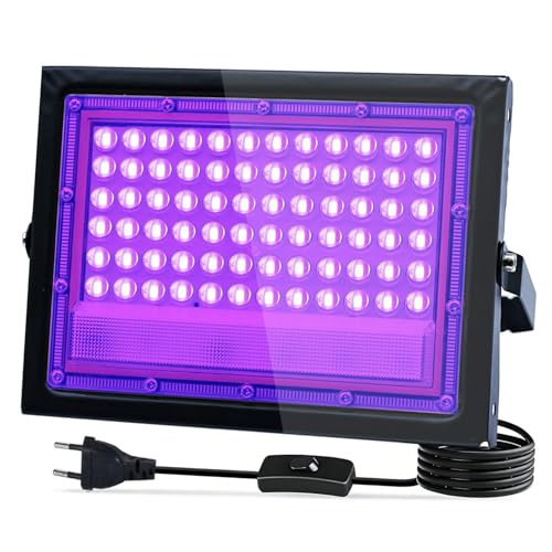 Yuaiosn LED Luz Negra 50W, IP66 Impermeable Luz Negra Ultravioleta Foco UV Ultravioleta Con Interruptor para Fiesta Glow, Halloween, Neón, Maquillaje Corporal, Decoración, Discoteca