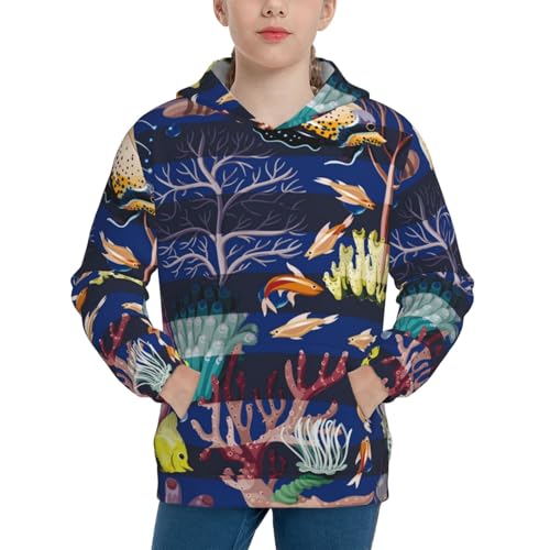 Sea Inhabitans and Herb Kids Pullover Hoodies Boys Sweatshirts Girls Athletic Clothes with Pocket