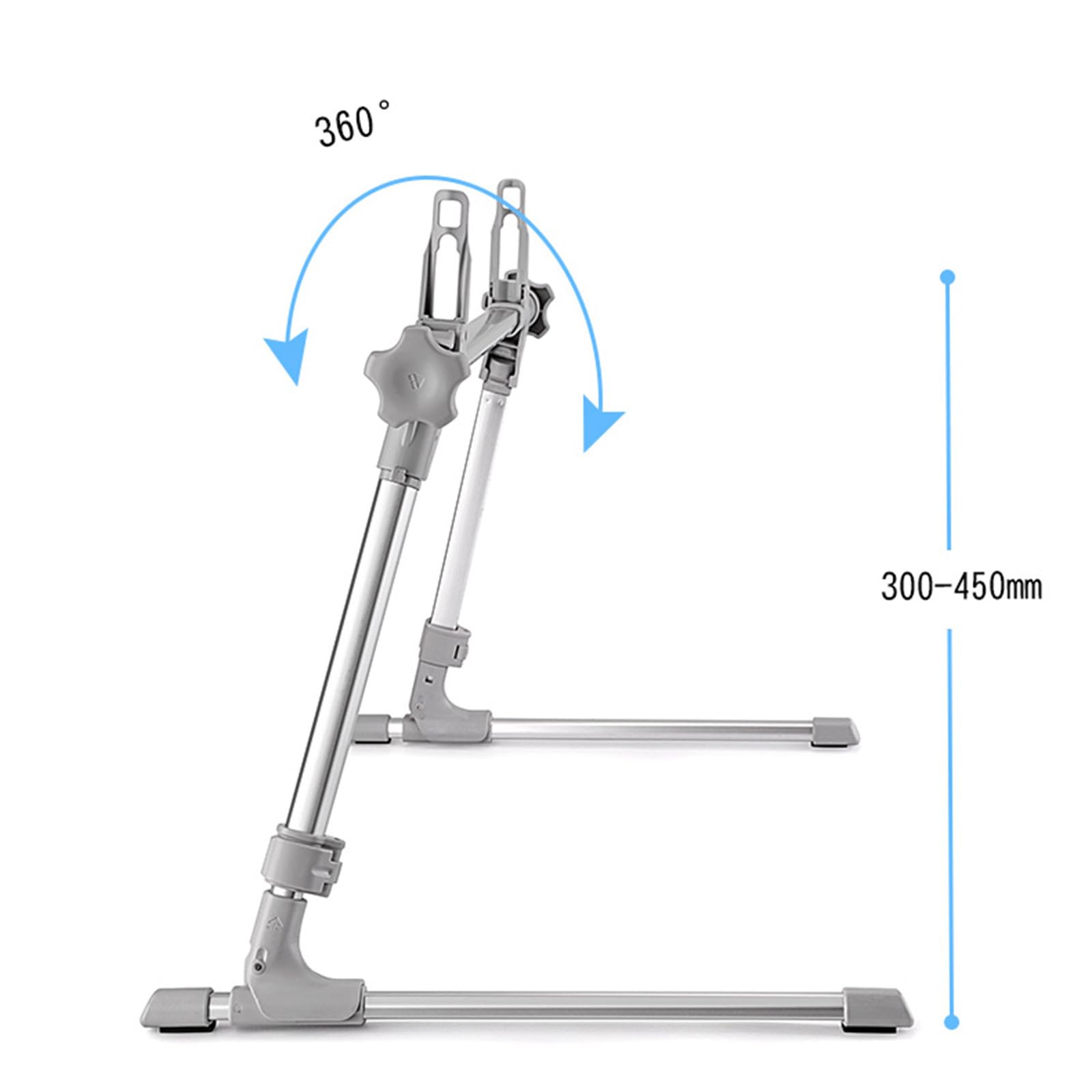 Soporte giratorio de 360° para iPad/tabletas/teléfonos de 0 a 12.9 pulgadas, altura ajustable (13.7-17.7 pulgadas) y soporte de aluminio plegable para cama, sofá, suelo, escritorio, leer, ver