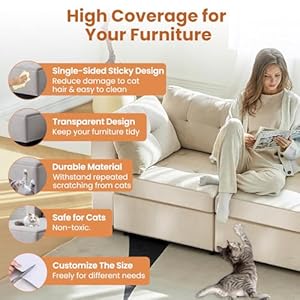   Thicken-Anti-Cat-Scratch-Furniture-Protector118x17Single-Sided-Sticky-Couch-cat-Scratch-ProtectorCouch-Corner-Protectors-for-CatsExtended-Size-Protects-More-FurnitureCat-Repellent-Tape